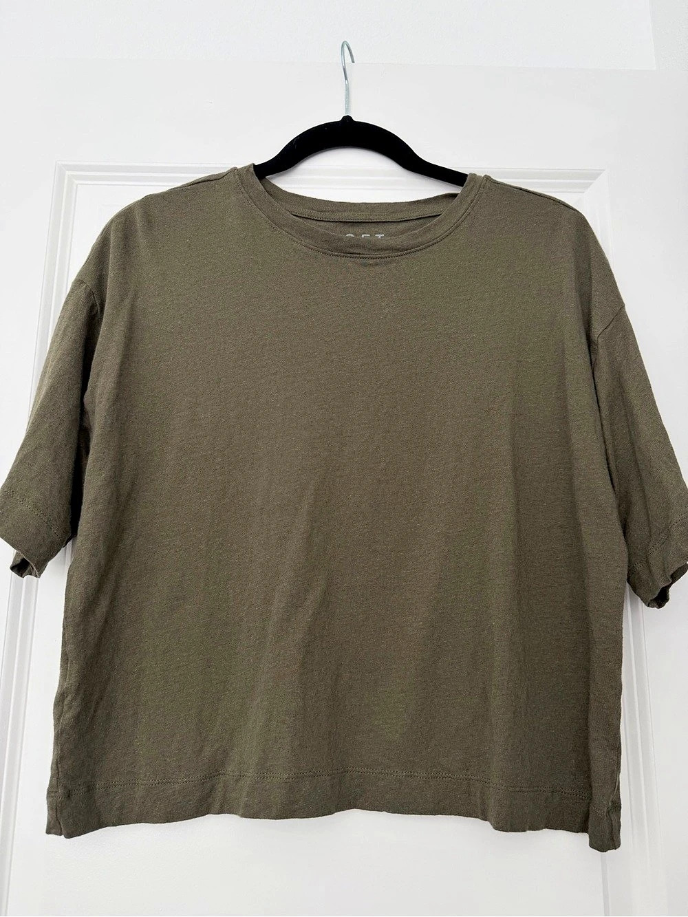 LOFT Linen Blend Modern Tee Short Sleeve Green Medium